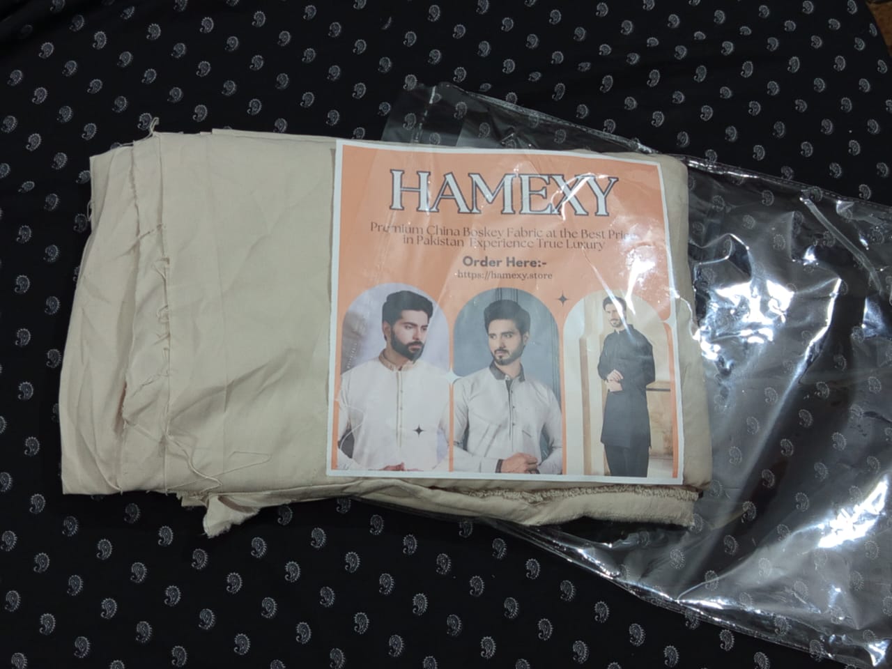 Premium China Boski Peach Unstitched Suit – 5 Meter Fabric
