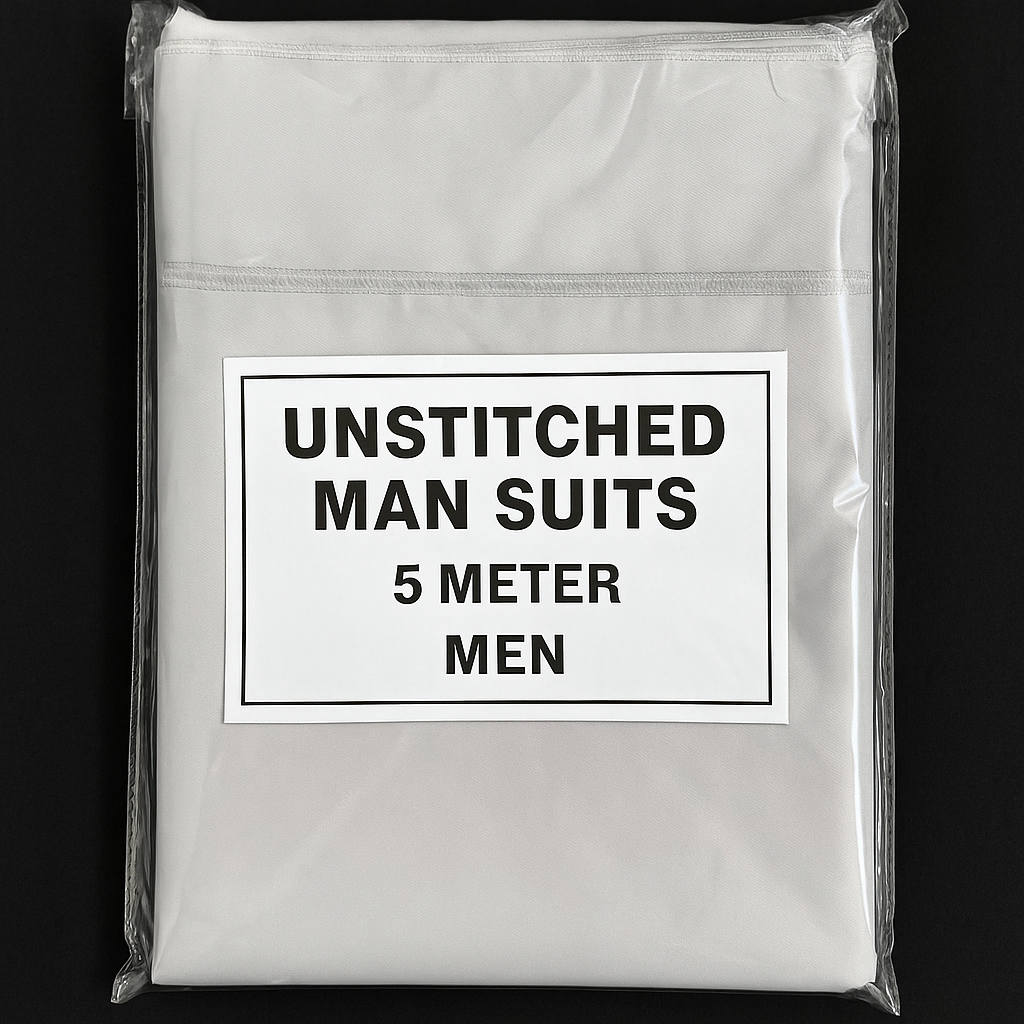 Premium China Boski White Color Unstitched Suit – 5 Meter Fabric