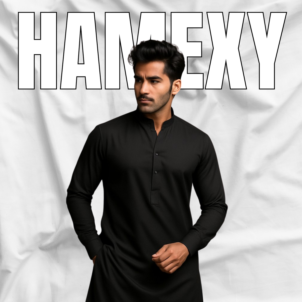 Premium China Boski Black Unstitched Suit – 5 Meter Fabric